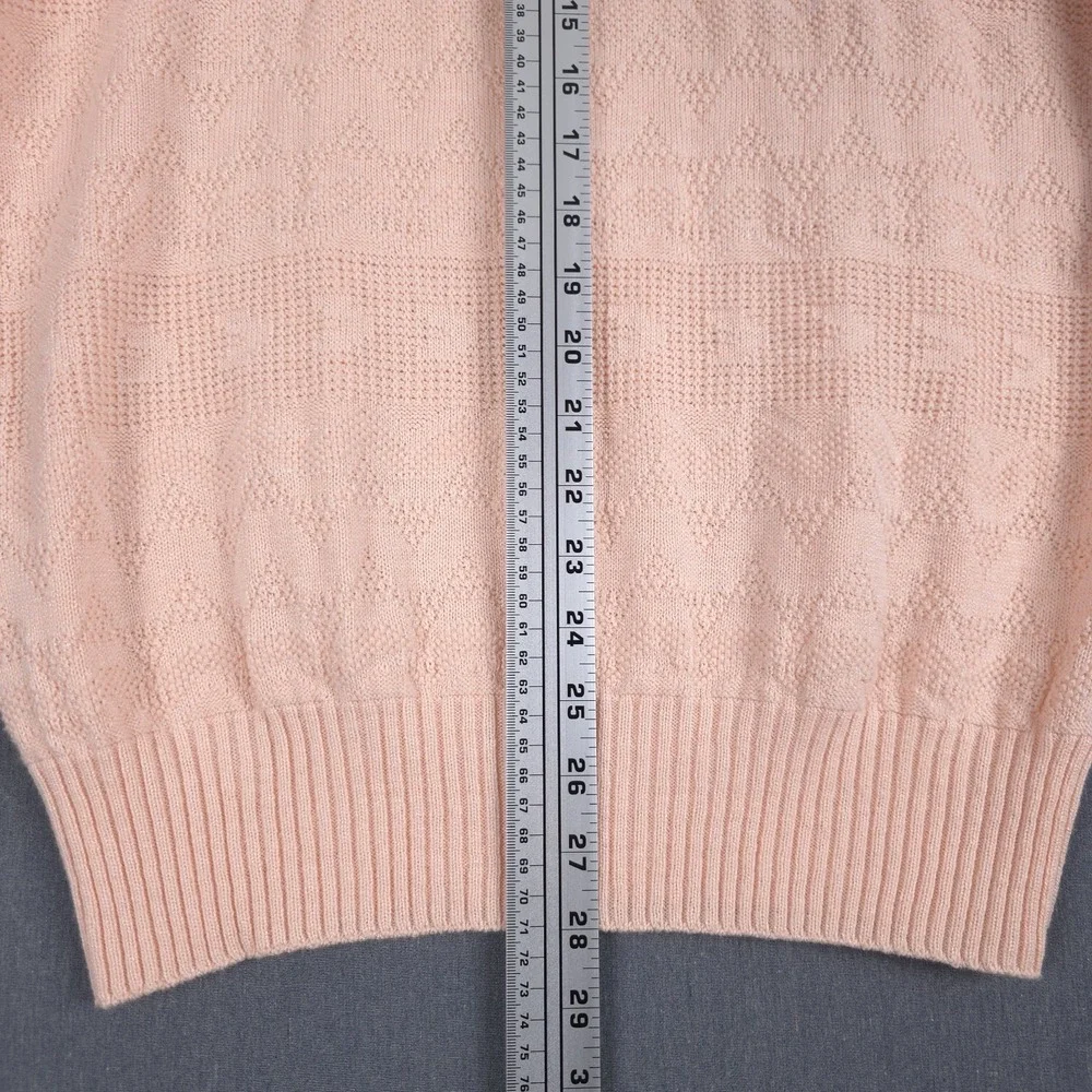 Vintage London Fog Retro Polo Mens Large Peach Cotton Rayon Textured‎ Knit Shirt